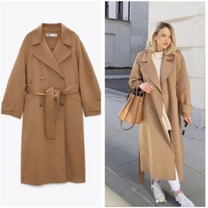 Zara Wool Blend Oversized Belted Coat